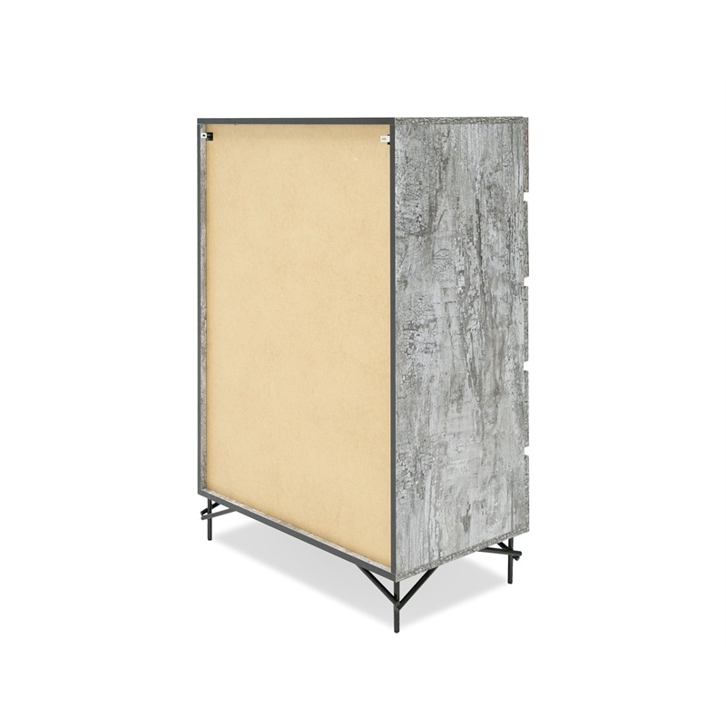 Pemberly Row Tiger Wood Matt Gray Chest with Black Metal Legs