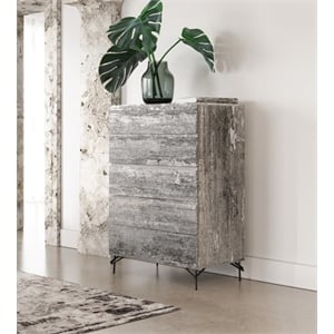 Pemberly Row Tiger Wood Matt Gray Chest with Black Metal Legs