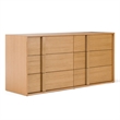 Pemberly Row Modern Oak Dresser with 6 Integrated Wood Pull Drawers