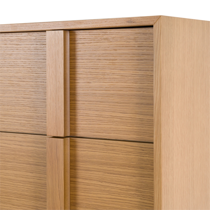Pemberly Row Oak Chest with 5 Integrated Drawers in Veneer Finish