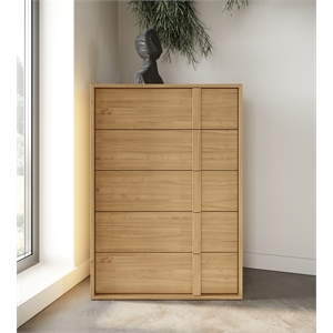 Pemberly Row Oak Chest with 5 Integrated Drawers in Veneer Finish