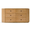 Pemberly Row Modern Acacia Dresser with 6 Drawers and Matte Black Handles