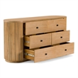 Pemberly Row Modern Acacia Dresser with 6 Drawers and Matte Black Handles