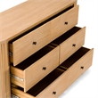 Pemberly Row Modern Acacia Dresser with 6 Drawers and Matte Black Handles