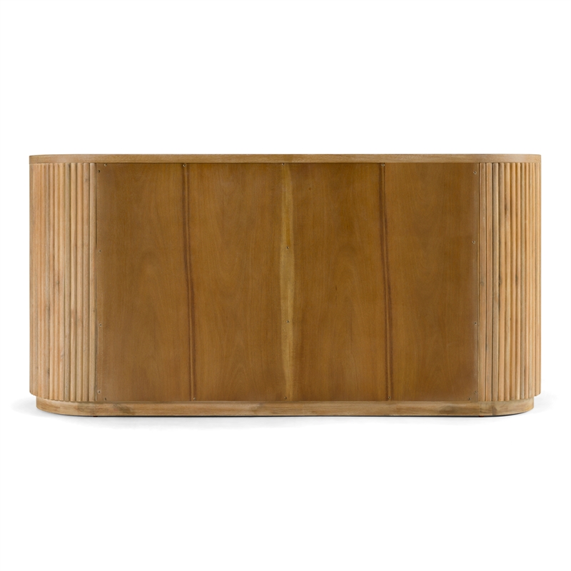 Pemberly Row Modern Acacia Dresser with 6 Drawers and Matte Black Handles