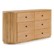 Pemberly Row Modern Acacia Dresser with 6 Drawers and Matte Black Handles