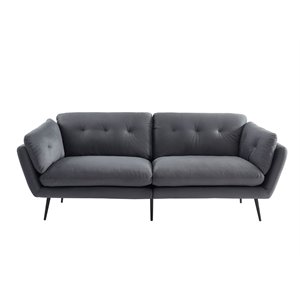 Pemberly Row Modern Gray Polyester and Metal Upholstered Sofa