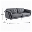 Pemberly Row Modern Gray Polyester and Metal Upholstered Sofa