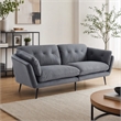 Pemberly Row Modern Gray Polyester and Metal Upholstered Sofa