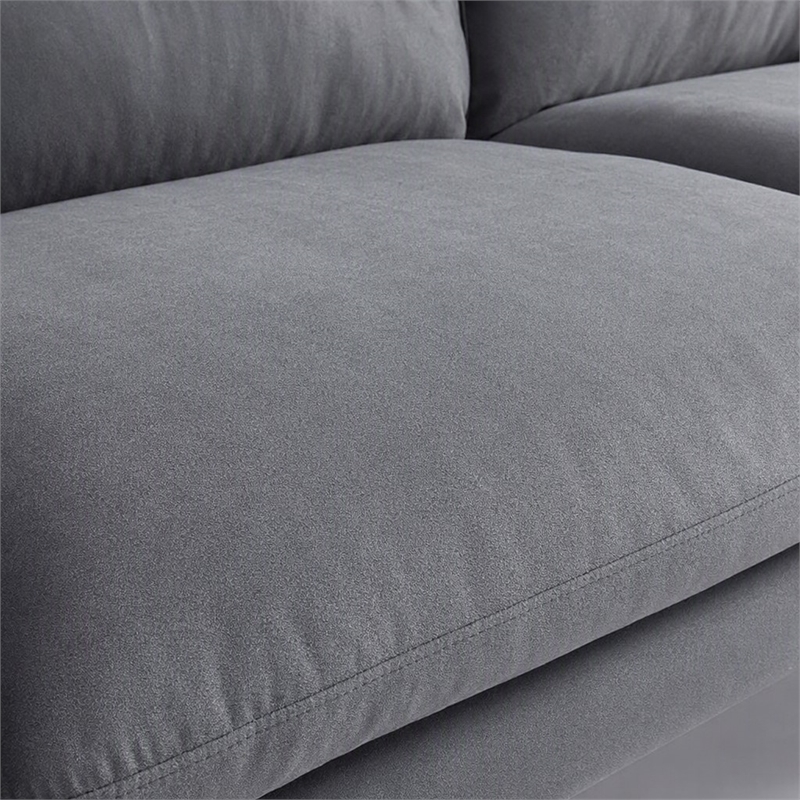 Pemberly Row Modern Gray Polyester and Metal Upholstered Sofa