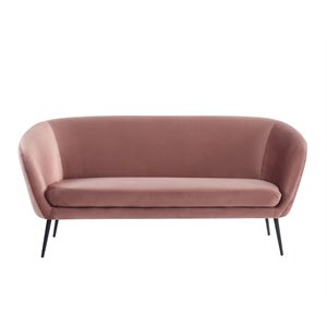 Pemberly Row Coral Pink Polyester and Metal Modern Sofa