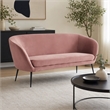 Pemberly Row Coral Pink Polyester and Metal Modern Sofa