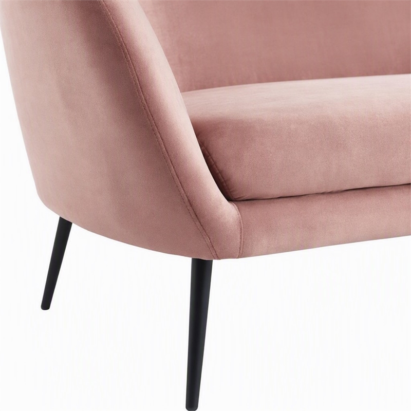 Pemberly Row Coral Pink Polyester and Metal Modern Sofa