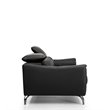 Pemberly Row Adjustable Headrest Modern Metal and Leather Sofa in Black