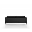 Pemberly Row Adjustable Headrest Modern Metal and Leather Sofa in Black