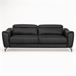 Pemberly Row Adjustable Headrest Modern Metal and Leather Sofa in Black