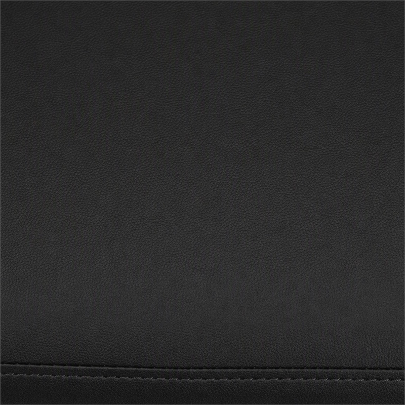 Pemberly Row Adjustable Headrest Modern Metal and Leather Sofa in Black
