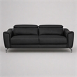 Pemberly Row Adjustable Headrest Modern Metal and Leather Sofa in Black