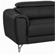 Pemberly Row Adjustable Headrest Modern Metal and Leather Sofa in Black