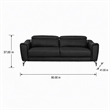 Pemberly Row Adjustable Headrest Modern Metal and Leather Sofa in Black