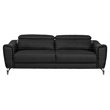 Pemberly Row Adjustable Headrest Modern Metal and Leather Sofa in Black