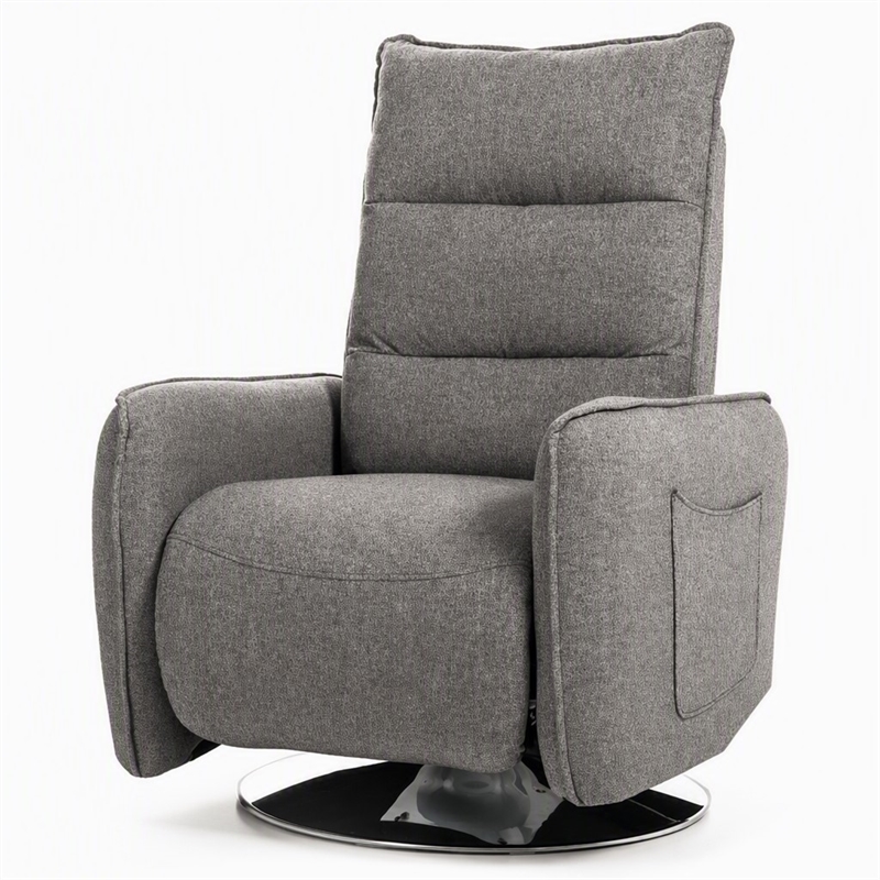 Pemberly Row Polyester Fabric Recliner Chair in Grey with Metal Legs
