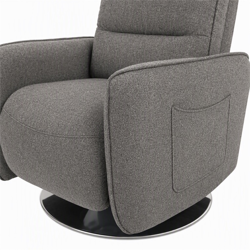 Pemberly Row Polyester Fabric Recliner Chair in Grey with Metal Legs