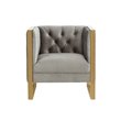 Pemberly Row Modern Velvet & Stainless Steel Accent Chair in Gray