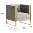 Pemberly Row Modern Velvet & Stainless Steel Accent Chair in Gray