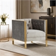 Pemberly Row Modern Velvet & Stainless Steel Accent Chair in Gray