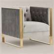 Pemberly Row Modern Velvet & Stainless Steel Accent Chair in Gray