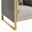 Pemberly Row Modern Velvet & Stainless Steel Accent Chair in Gray