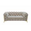 Pemberly Row Transitional Velvet Loveseat in Beige with Tufted Design