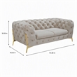 Pemberly Row Transitional Velvet Loveseat in Beige with Tufted Design