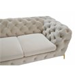 Pemberly Row Transitional Velvet Loveseat in Beige with Tufted Design