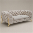 Pemberly Row Transitional Velvet Loveseat in Beige with Tufted Design