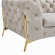 Pemberly Row Transitional Velvet Loveseat in Beige with Tufted Design