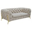 Pemberly Row Transitional Velvet Loveseat in Beige with Tufted Design