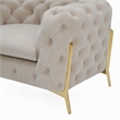 Pemberly Row Velvet Accent Chair in Beige with Tufted Design and Gold Legs