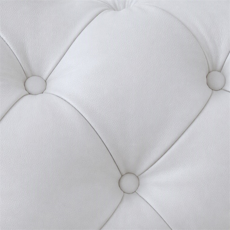 Pemberly Row Transitional Diamond Tufted Leather Sofa in White