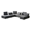 Pemberly Row Modular Polyester Fabric Sectional Sofa in Gray