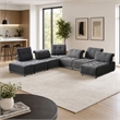 Pemberly Row Modular Polyester Fabric Sectional Sofa in Gray