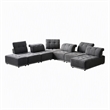 Pemberly Row Modular Polyester Fabric Sectional Sofa in Gray