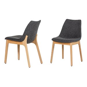 Pemberly Row 18&quot Upholstered Dining Chairs Solid Wood Gray Set of 2