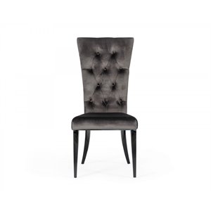 Pemberly Row Modern Velvet Dining Chairs in Gray with Metal Legs Set of 2