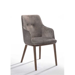 Pemberly Row 18&quot Solid Wood Dining Chairs in Gray/Walnut (Set of 2)