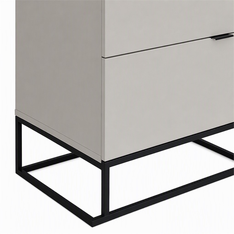Pemberly Row Modern MDF Wood and Metal 5-Drawer Chest in Gray/Black