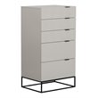 Pemberly Row Modern MDF Wood and Metal 5-Drawer Chest in Gray/Black