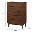 Pemberly Row Mid-Century Veneer and Rubberwood 5-Drawer Chest in Walnut