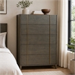 Pemberly Row Mid-Century Veneer Wood and Metal Chest in Dark Brown/White